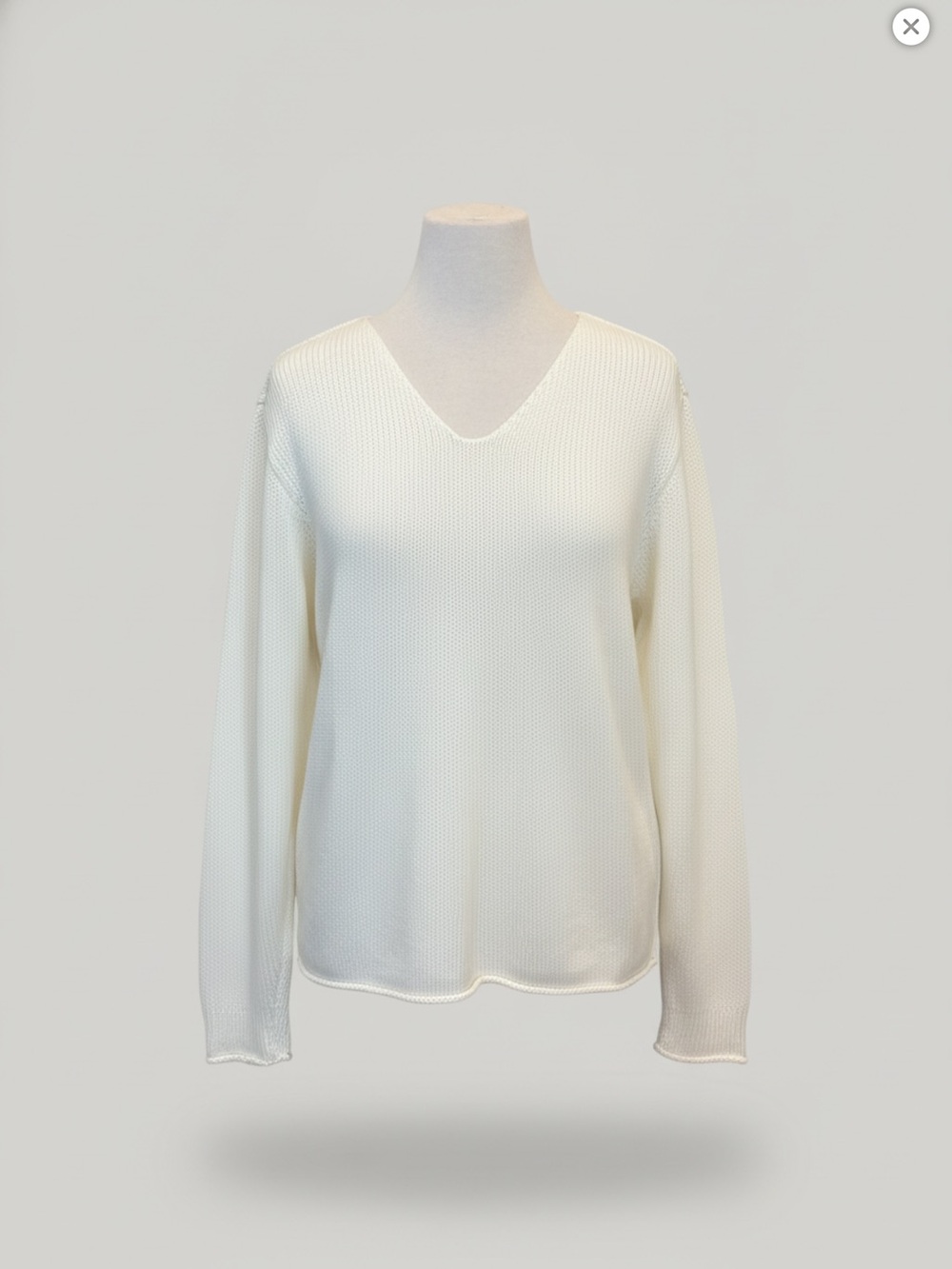 Eileen Fisher V-Neck Lightweight Knit Sweater - White
